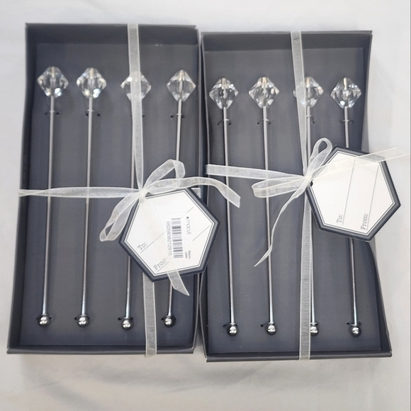 Thirstystone Elegant 4pcs Crystal Topper Metal Drink Stirrers (price per set) - Picture 1 of 9